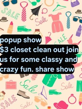 Popup Show Graphic - Beige Background with Colorful Fashion Icons